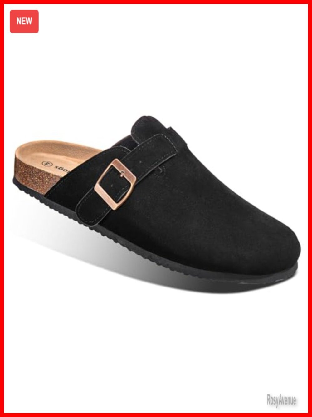 Womens Mules Clogs Memory Foam Cushioned Cork Footbed Fleece Lined